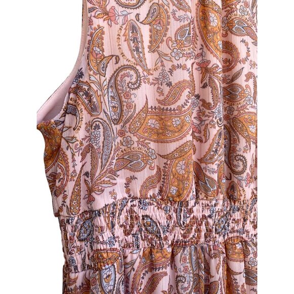 1. State Sleeveless Paisley Chiffon Midi Print Dress Size L Sleeveless Flowy GUC - Picture 11 of 12